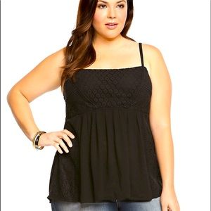 Black Crochet Lace Babydoll Tank
